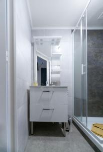 加纳L'Annexe Gannat - Appartements en centre ville的白色的浴室设有水槽和镜子