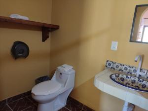 Piedra PintaAventurec的一间带卫生间和水槽的浴室