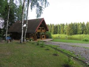 Saunaga külalistemaja, Tartust 9km kaugusel的湖畔树林中的小木屋