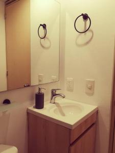 布卡拉曼加Moderno, ubicación estratégica.的一间带水槽和镜子的浴室