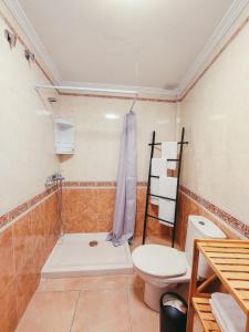 圣巴尔托洛梅Acogedor apartamento Besos de Elah的一间带卫生间和淋浴的浴室