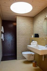 BelleriveGästehaus mit See- und Weitblick的浴室配有卫生间、盥洗盆和淋浴。