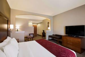 北不伦瑞克Comfort Suites Near University的配有一张床和一台平面电视的酒店客房