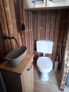 阿佩勒恩Tiny House Calido的一间带卫生间和浴缸的浴室