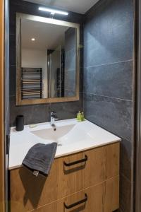 圣沙夫雷Cristal Lodge by Daddy Pool- TERRESENS的一间带水槽和镜子的浴室