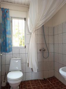 Talata-matyChez Jeanne Auberge的一间带卫生间、窗户和水槽的浴室