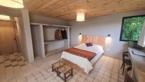 萨尔塔El Ceibo habitacion en suite, San Lorenzo的卧室配有一张床和一张桌子