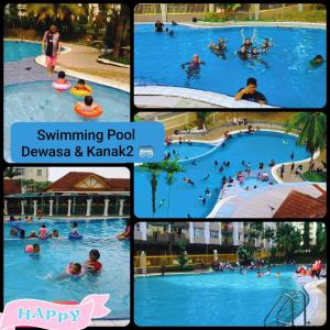 Kampong Tanah Merahseaview studio ocean view resort的游泳池里人的照片拼凑而成