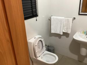 伊巴丹Adis Hotels Prime的浴室配有卫生间、水槽和毛巾。
