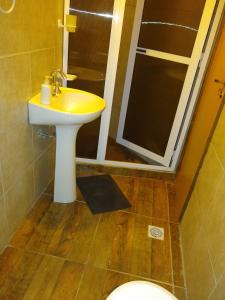 康考迪亚CHE RAJY的浴室配有黄色水槽和淋浴。