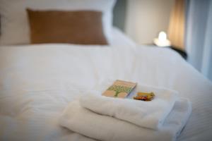汉诺威Liberty Home Platinum - Apartments的床上的一大堆毛巾