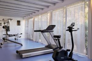 帕拉斯波罗斯伊莉亚岛精品酒店及水疗中心 的健身房设有两辆健身自行车和跑步机