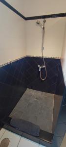 洛斯·亚诺斯·德·阿里丹Casa Sandra en Las Norias Todoque con Wi-Fi的带淋浴的浴室(铺有瓷砖地板)