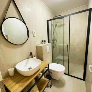 圣菲利普雅科夫Apartment Jukic的一间带水槽、卫生间和镜子的浴室
