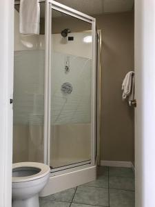 圣费利西安莫罗汽车旅馆 的带淋浴和卫生间的浴室