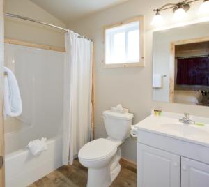 贾斯珀东碧玉山林小屋的白色的浴室设有卫生间和水槽。