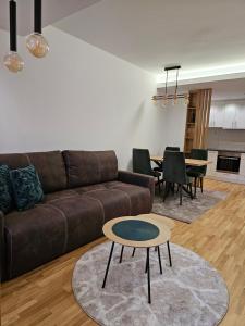 弗尔尼亚奇卡矿泉镇Mimi的客厅配有棕色沙发和桌子