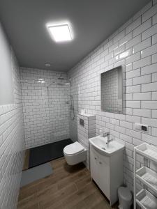 耶莱尼亚古拉Apartament Pod Jaworami z antresolą的白色的浴室设有卫生间和水槽。