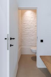 奥德纳尔德Duisbeke Logies的一间带卫生间和白色门的浴室