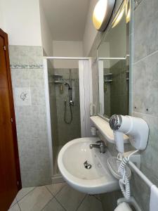 阿尔巴·阿德里亚蒂卡Albergo Désirée 2的一间带水槽和淋浴的浴室