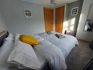 AughnacloyThe Cove的一间卧室配有两张带枕头的床。