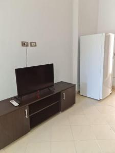 沙姆沙伊赫basic 2 bedroom apartment的一间带电视和冰箱的客厅