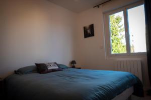 勒芒Bonuit的一间卧室设有一张床和一个窗口
