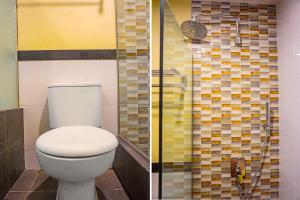 当格浪SUPER OYO 92271 Orienchi 3的浴室设有卫生间和淋浴,两幅图片