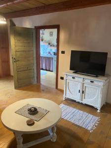 伊利尔斯卡比斯特里察ADORI的客厅配有桌子和平面电视。