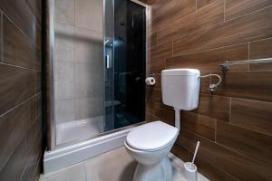洛帕Salvija Apartments的一间带卫生间和淋浴的浴室