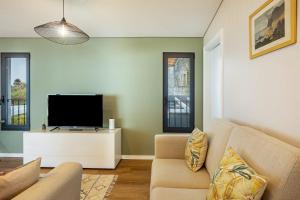 普拉泽里什Referta Apartamento T1的带沙发和电视的客厅