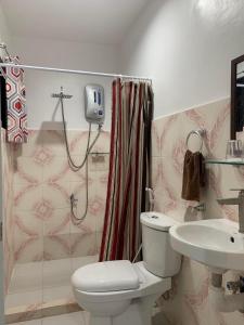 莫阿尔博阿Fil's Resort的浴室配有卫生间、盥洗盆和淋浴。