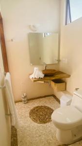 锡瓦塔塔内霍Luana suites- Suite Nikté的一间带卫生间、水槽和镜子的浴室