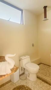 锡瓦塔塔内霍Luana suites- Suite Nikté的一间带白色卫生间的浴室和窗户。