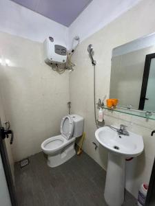 萨帕Villa Sa Pa的一间带卫生间和水槽的浴室