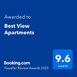 昂斯拉雷区Best View Apartments的蓝莓评审奖最佳视图任命页面的截图