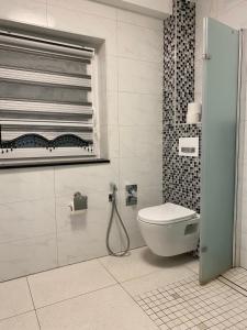 埃森Aparts House - Balkon-WiFi-Kitchen的白色的浴室设有卫生间和淋浴。