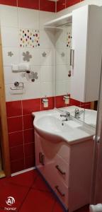 斯维塔维Penzion Svitavy的一间带水槽和镜子的浴室