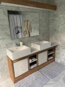 马斯特里赫特HS68-apartment的浴室设有2个水槽和镜子