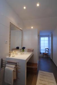 圣莫代福塞巴黎河滨旅馆 的一间带水槽和镜子的浴室