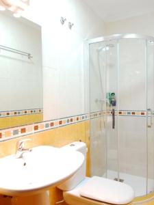 比韦罗Viveiro Histórico 3的带淋浴、卫生间和盥洗盆的浴室