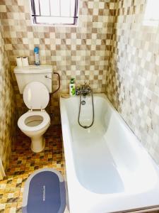 恩多拉Hibiscus Apartments的一间带卫生间和浴缸的浴室