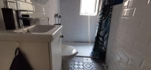 瓦比尼科Vacation Home Kovachnica (Blacksmith`s shop)的白色的浴室设有水槽和卫生间。