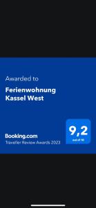 卡塞尔Ferienwohnung Kassel West的手机屏幕,文字显示以终止请求的西面