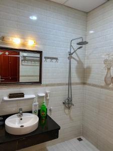 下龙湾Ha Long Starlight Hostel的一间带水槽和淋浴的浴室