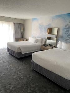 雷纳姆波士顿莱茵汉姆万怡酒店 的酒店客房,设有两张床和镜子