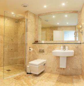 温德米尔Beaumont Guest House - FREE off-site Health Club - Adults Only的浴室配有卫生间、盥洗盆和淋浴。