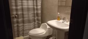 昆卡Departamento excelente ubicación con parqueo的一间带卫生间和水槽的浴室