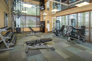 阿林顿巴尔斯顿阿林顿万豪原住酒店的健身房设有数台跑步机和有氧运动器材