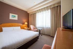 青森青森JAL城市酒店的配有一张床和一台平面电视的酒店客房